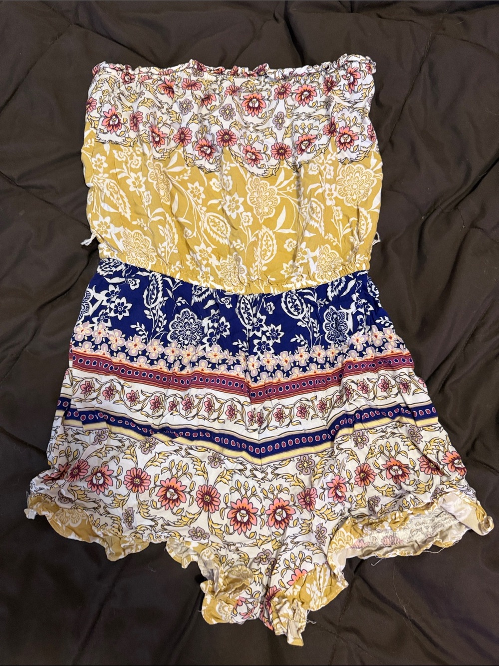 Boho Floral Strapless Romper